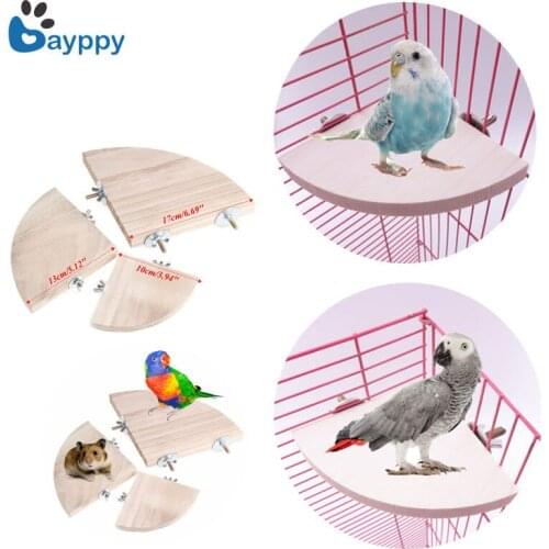 1Pcs Wooden Pet Bird Platform for Parrot Hamster Toys Cage Perches Stand Platform Toys For Birds Cage Toys 3 Sizes Pet Supplies