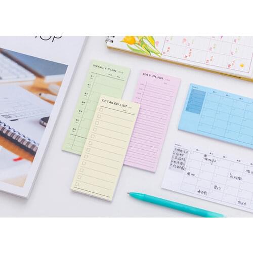 1Pack/lot New Simple Day Week Month Plan Detailed Lists N Times Memo Pad Sticky fresh style Notes School Office Supply