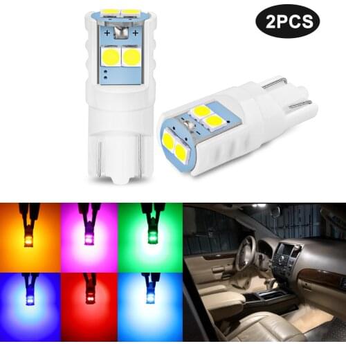 2Pcs Super Bright T10 W5W 194 168 LED Bulb Ceramic 3030 6SMD Reading Dome Lamp Wedge Replacement Reverse Instrument Clearance