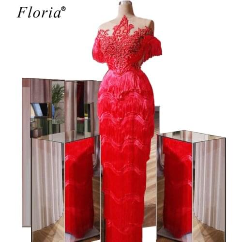 2020 Plus Size Red Muslim Prom Dresses Mermaid Lace Women Party Gowns Long abiti da cerimonia da sera Evening Gowns Vestidos