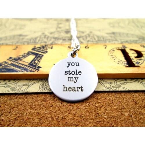 3pcs/lot Fashion stainless steel necklace "you stole my heart" Charms Pendant necklace Jewelry Gift more style for choosing