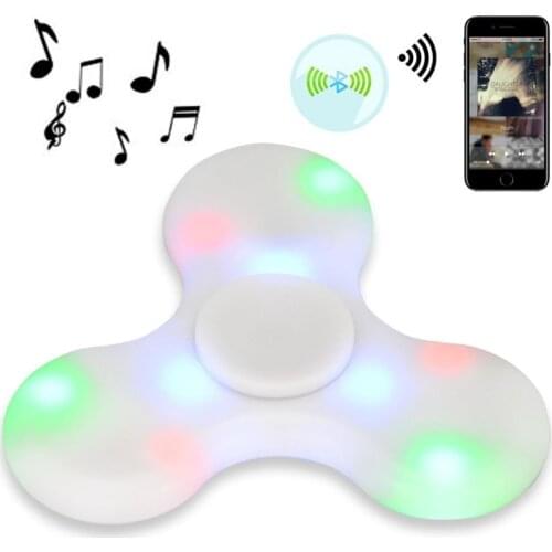 4pcs/lot Bluetooth MP3 Finger player with colorful led lights Anti-stress LED hand Spinner toy for Kid Adult Christmas gift