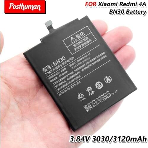 BN30 Replacement Battery BN-30 Rechargeable Phone Battery For Xiaomi Redmi 4A 3.84V 3120MAH Long Cycle-Life BN 30 Cell Lithium