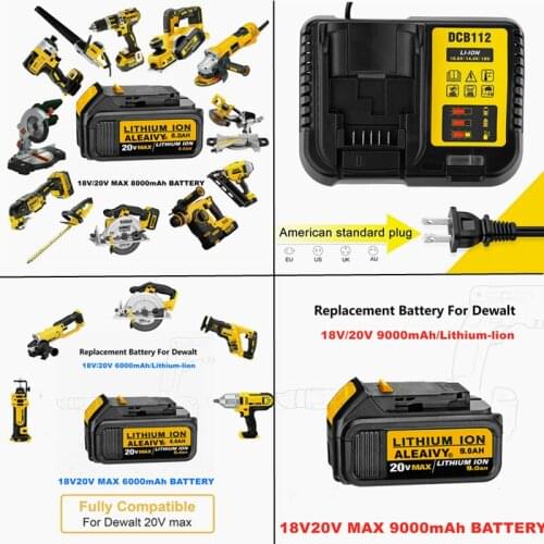 ALEAIVY 100% Original 20V 6.0Ah DCB200 Replacement Li-ion Battery for DeWalt MAX XR Power Tool 20V 6000mAh Lithium Batteries