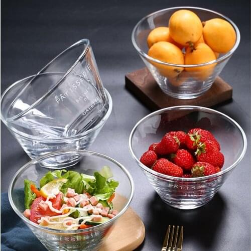 Big Glass Bowls Coconut Bowl For Kitchen Transparent Plates Ramen Bowls посуда для кухни миски Glass Bowl For Salad Fruit Snack