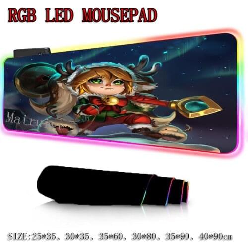 Mairuige Large RGB Mouse Pad Lockedge Anime Snow Reindeer Poppy Computer Custom Table Mat Rubber Non-slip Insulation Coaster
