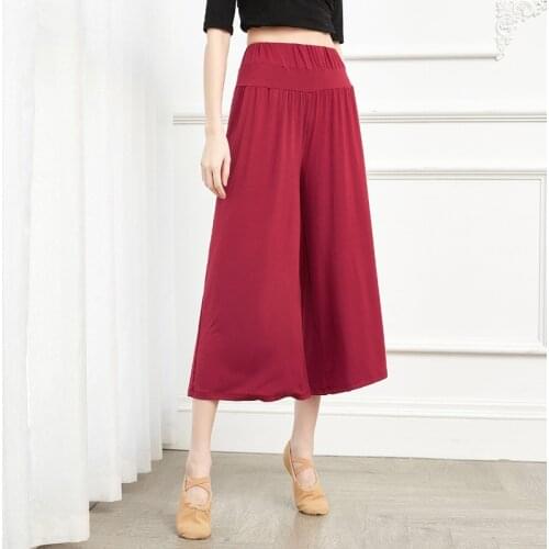 Adult Modal Belly Dance High Waisted Palazzo Pants Pleated Wide Leg Trousers Costume for Women Practice Dancing Clothes Wear