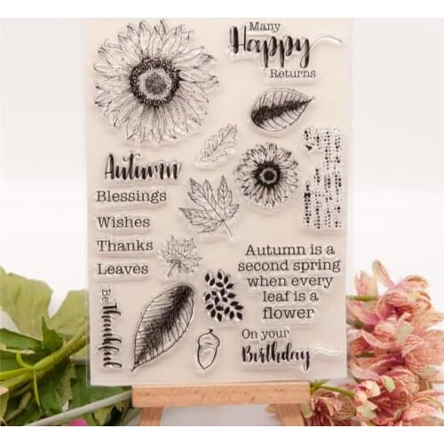 Cling Stamp of blessing Birthday Mapleleaf Sunflower Fruit Letters Scrapbook Paper DIY Card Clear Seal Transparent Painting Ink