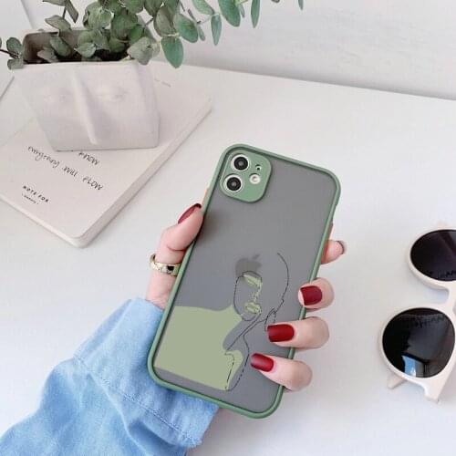 Couple Line Drawing Girl Phone Case For iPhone 6s 7 8 Plus SE 2020 12 11 Pro Max for iphone X XR XS Max Luxury Hard Matte Cover