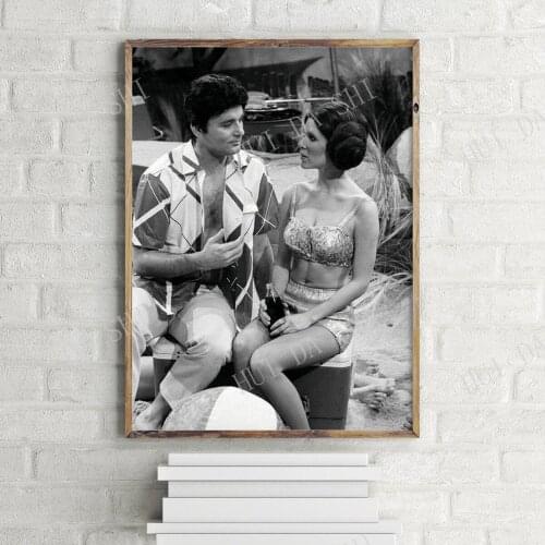 Carrie Fisher and Bill Murray Black and White Poster, Wall Art Print