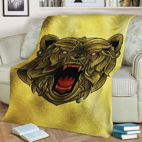 Bear Lines Flannel Throw Blanket 3D Printed Keep Warm Sofa Child Blanket Home Decor Textiles Dream Family Gift