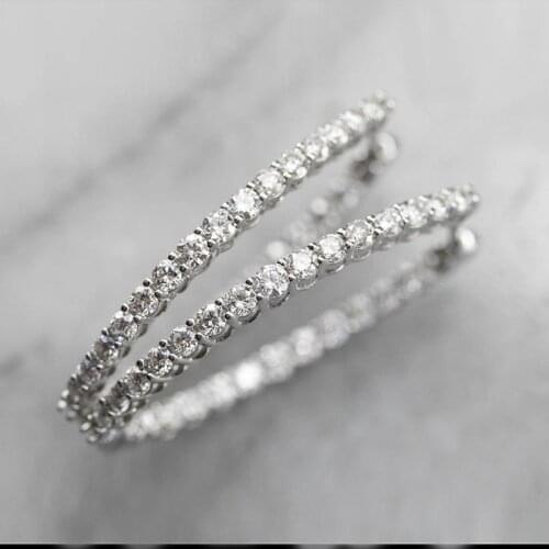 Dainty Oval Hoop Earring for Women Micro Paved CZ Stone Luxury Female Engagement Wedding Party Accessories Trendy Jewelry