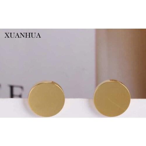 XIANHUA Round Earrings Small Stainless Steel Earrings For Women Stud Earings Fashion Jewelry Accessories Free Shipping