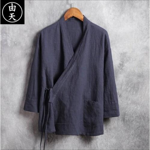 M-4xl 2020 Spring And Summer New Vintage Chinese Style Mens Clothing Linen Long-sleeve Shirt Casual Loose Shirt Plus Size Tops