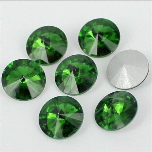 MHS.SUN Loose Satellite Pointback Crystal Rhinestone DIY Deep Green Round Crystal Glass Rhinestone For Wedding Decoration