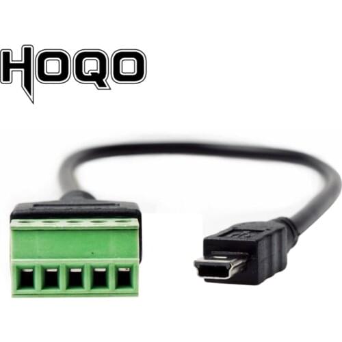 Mini USB Male to 5 Pin Screw Connector USB Jack with Shield USB2.0 Mini-B to Screw Terminal connector Plug Cable