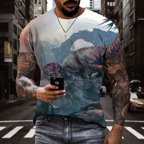 KYKU Brand Dinosaur T shirt Men Animal T-shirts 3d War Funny T shirts Funny Anime Clothes Mens Clothing Punk Rock Fashion Slim