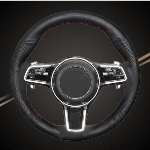 Car Braid On The Steering Wheel Cover for Porsche Macan Cayenne 2015 2016 DIY Auto Braiding Wheel Covers Accessories Car-styling