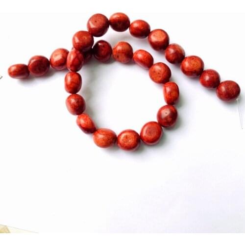 Wholesale 1string of 15.5" Full Strand Red Sponge Coral 14-16mm Polished Raw Nugget Beads For jewelry making