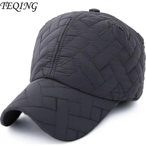 TEQING Autumn Winter Mens Hat Outdoor Fashion Quilting Baseball Hat Leisure Cold Protective Ear Cotton Cap Thickening Warm Hat