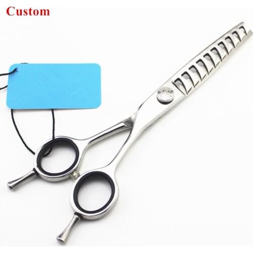 Custom professional japan steel Curved teeth 6 inch hair scissors makas barber hair salon thinning shears hairdressing scissors