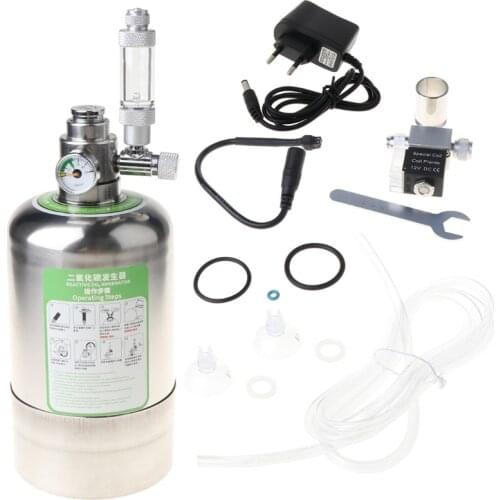 Aquarium DIY CO2 Generator System Stainless Steel Bottle Tools with Pressure Gauge Automatic Pressure Relief Valve