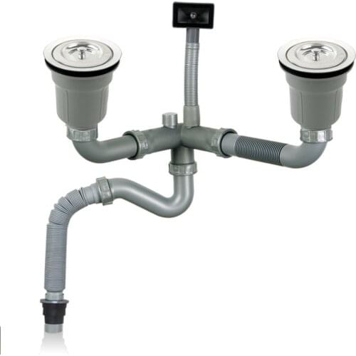 MTTUZK Kitchen Sink Drainer Kitchen drain pipe Wash basin drain Double sink drain With Drain pipe Anti-backwater design MTZ8015C