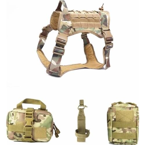 Tactical Military Dog Vests Sets K9 Police Hunting Molle Dog Vests Outdoor Service Vest With Pouch Water Bottle Carrier Bag Set