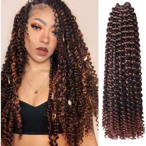 Passion Twist Crochet Hair Extensions 18inch Long Synthetic Water Wave Braiding Hair Bohemia Crochet Braids 22strands/pack