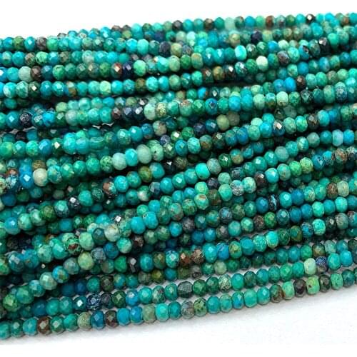 Veemake Chrysocolla Natural DIY Necklace Bracelets Earrings Ring Faceted Small Rondelle Womens Beads For Jewelry Making 06695