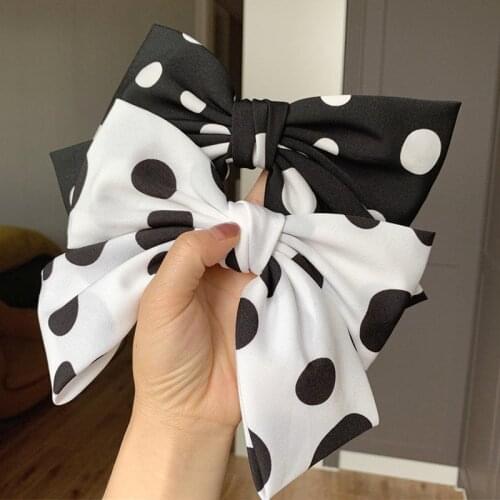 2021 New Elegant Polka Dot Big Bow Hairpin Women Girls Student Hair Clips Pin Barrettes Accessories Ornaments Headdress Headwear