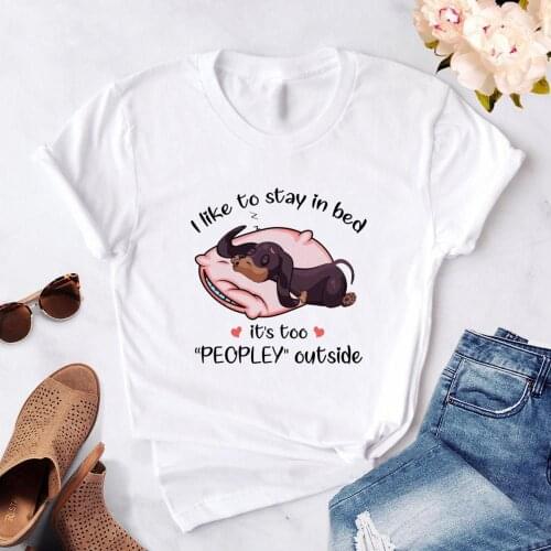 SUNOWE Female T-shirt dachshund kawaii streetwear tees Women T-Shirt dog graphic T Shirts Harajuku Short Sleeve Tops