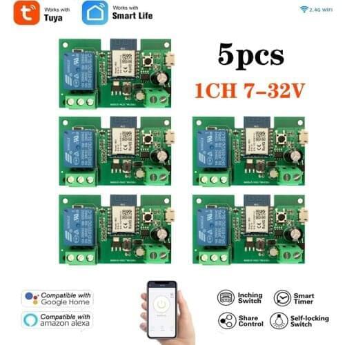 1CH Wifi Switch 12V 24V Receiver 1 Gang Rele Relay Moudle Tuya Smart Remote Control