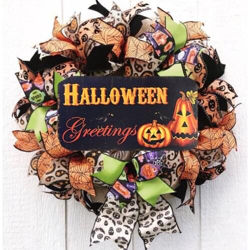 1Pcs Halloween Sign Outdoor Door Wreath Hang Wood Plaque Happy Halloween Witch Pumpkin Wooden Ornament Decorations
