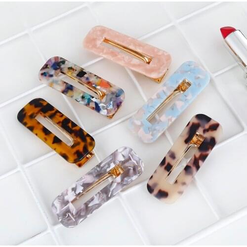 1Pcs/Set Hot Popular Wholesale Leopard Geometric Hairpin Marble Women Hair Band Accessories Comb Pin Square Hair Clip Sweet