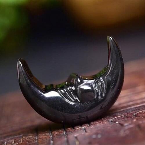 1pc Natural obsidian Moon Shaped Crystal Gemstone Healing Chakra Polished Natural Quartz Crystals