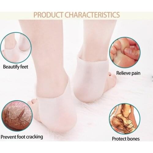 1pc Foot Heel Protect Heel Socks Cracked Foot Skin Care Protector Silicone Moisturizing Gel Health Shoes Inserts Massager