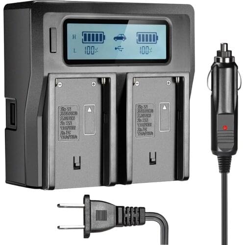 2021 New NP-F970 Dual Channel Digital Camera Battery Charger w/ LCD Display for Sony NP-F550/F750/F950/ NP-FM50/FM500H/QM71