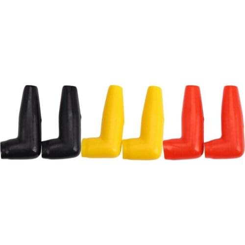 6pc Electric Guard Motor Winch Cable Terminal Boot Rubber Cover Black+Red+Yellow