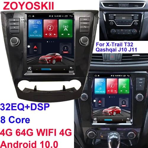 ZOYOSKII Android 9.0 10.4" vertical screen Tesla style car GPS multimedia radio navigation for Nissan X-trail Qashqai 2013-2018