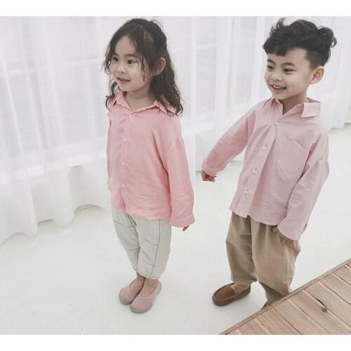 Children Clothing Toddler Girls White Blouse Childrens Turn-down Collar Shirt Baby Boys and Girls Fashion Loose Tee Shirt Tops