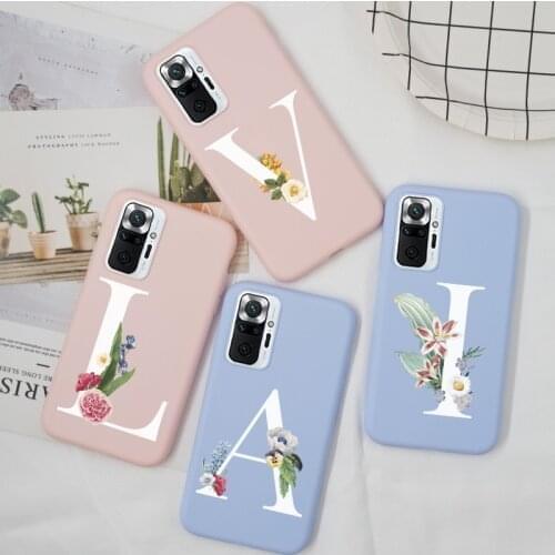 For Xiaomi Redmi Note 10 Case Alphabet Letter Phone Cover on Redmi Note10 Case Silicone TPU Matt 6.43" For Xiomi Redmi Note 10 S