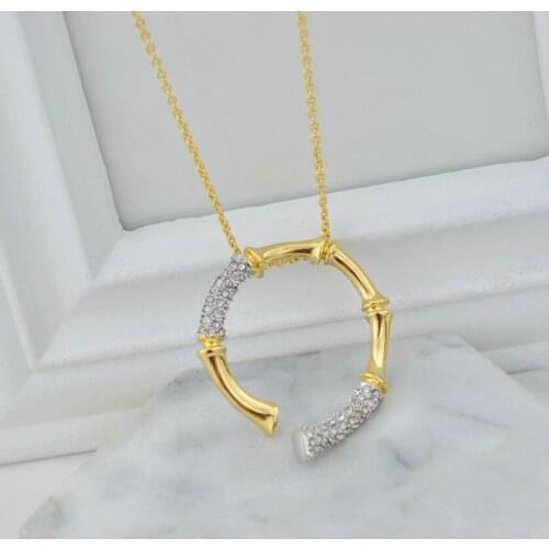 CSxjd 2019 New inlaid zircon Bamboo design personality necklace fashion temperament retro jewelry