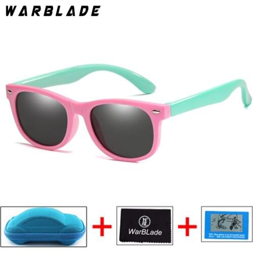 WarBLade Children Girls Safety Polaroid UV400 Kids Boys TR90 Polarized Sunglasses Mirror Sun Glasses Sport oculos With Case