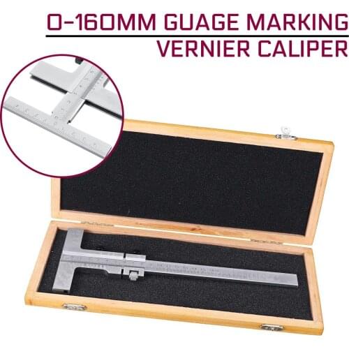 DIN862 0-160mm Measuring Guage Marking Vernier Caliper 0.05mm Scraper Bridge Tool Adjust with Storage Case Vernier Caliper Steel