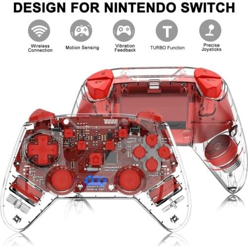 For PC Wake-Up Transparent Controller Home Vibration burst Six axis amibo Headphone IINE Controller for Nintendo Switch pro/lite