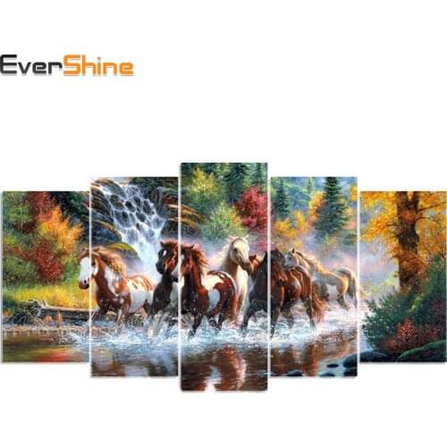 EverShine 5D DIY Full Square Diamond Painting Horse Multi-picture Combination Animals Embroidery Cross Stitch Mosaic Home Decor