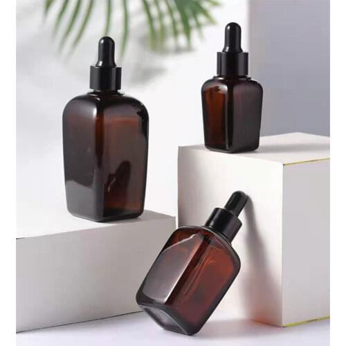 6pcs 10ml20ml30ml50ml100ml Square Glass Dropper Bottle With Eye Pipette Empty Amber Aromatherapy Essential Oils Bottle Container