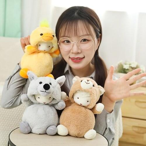 25cm lovely sheep plush toy cute animal soft stuffed doll dog cosplay pig Wolf Bear Frog Duck kids toys birthday christmas gift