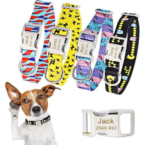 Custom Personalised Cat Collar For Cat With Engraving Name Print Dog Collar Adjustable Nylon Small Dogs Puppy Collar Cat